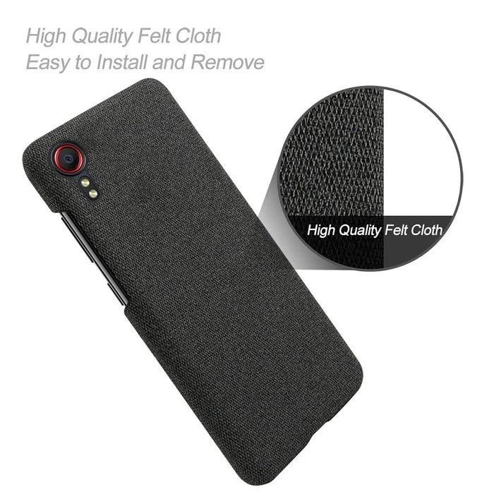 Well-Protected Cloth Coated Plastic Back Case for Samsung Galaxy Xcover 5 - Black - 4