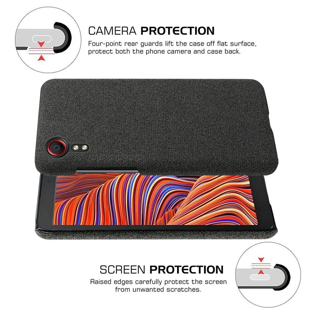Well-Protected Cloth Coated Plastic Back Case for Samsung Galaxy Xcover 5 - Black - 5