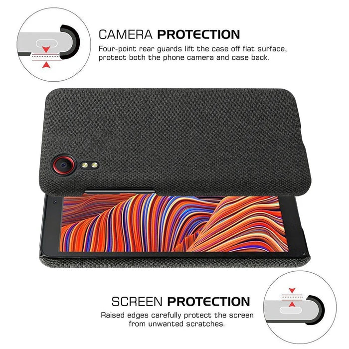 Well-Protected Cloth Coated Plastic Back Case for Samsung Galaxy Xcover 5 - Black - 5