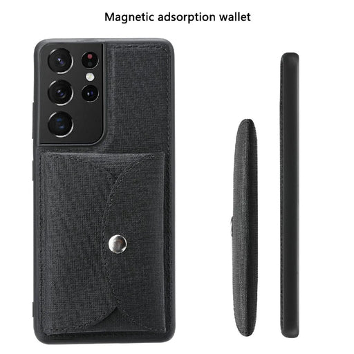 VILI T Series Movable Magnetic-Absorbed Wallet Leather Skin TPU Shell for Samsung Galaxy S21 Ultra 5G - Black - 2