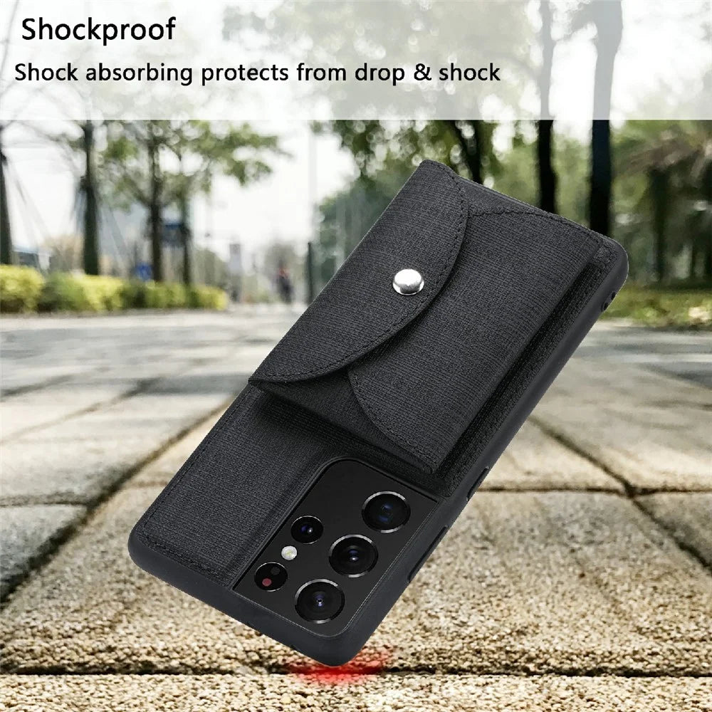VILI T Series Movable Magnetic-Absorbed Wallet Leather Skin TPU Shell for Samsung Galaxy S21 Ultra 5G - Black - 5