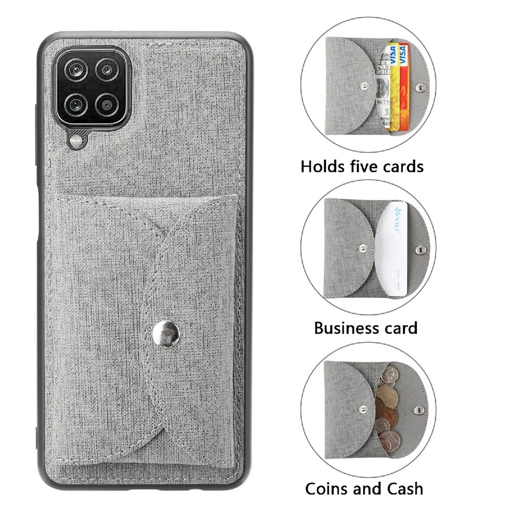 VILI T Series Movable Magnetic Absorption Wallet Leather Skin TPU Shell for Samsung Galaxy A12 - Grey - 3