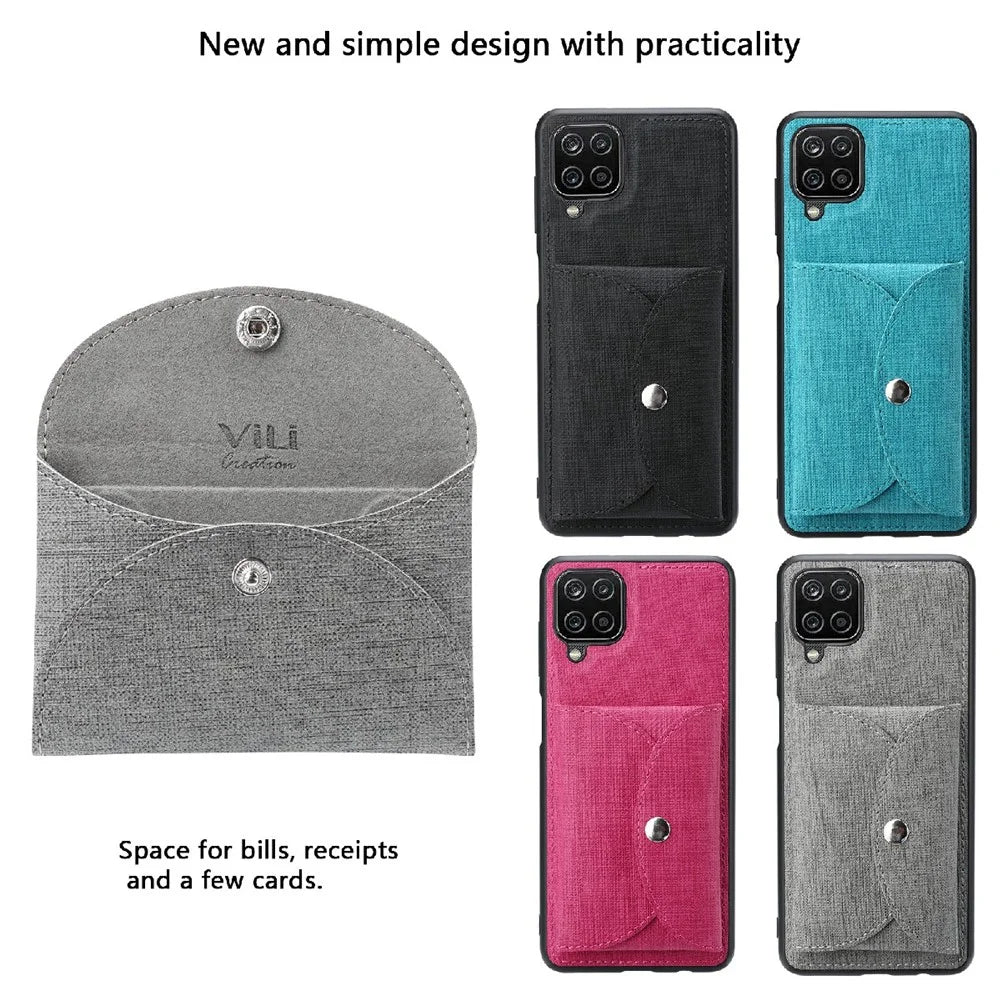 VILI T Series Movable Magnetic Absorption Wallet Leather Skin TPU Shell for Samsung Galaxy A12 - Grey - 6