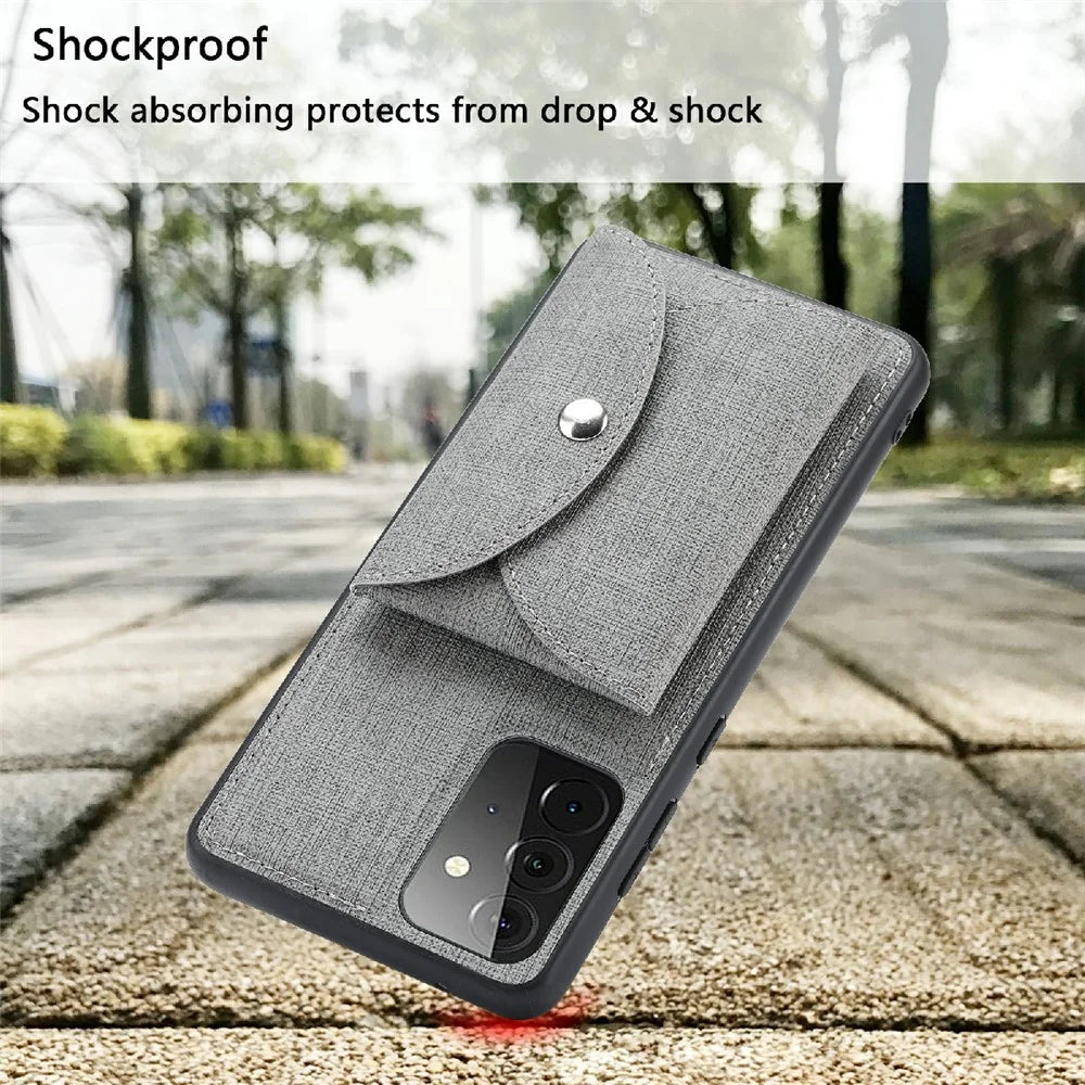 VILI T Series Magnetic-Absorption Wallet Shockproof Leather Cell Phone Case Shell for Samsung Galaxy A72 4G/5G - Grey - 4