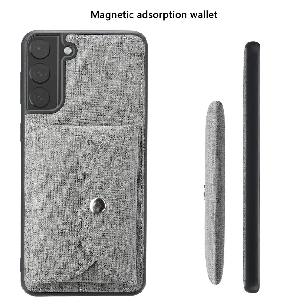 VILI T Series Magnetic Absorption Wallet Design Anti-Fall Leather Mobile Phone Case Cover for Samsung Galaxy S21 5G/4G - Grey - 2
