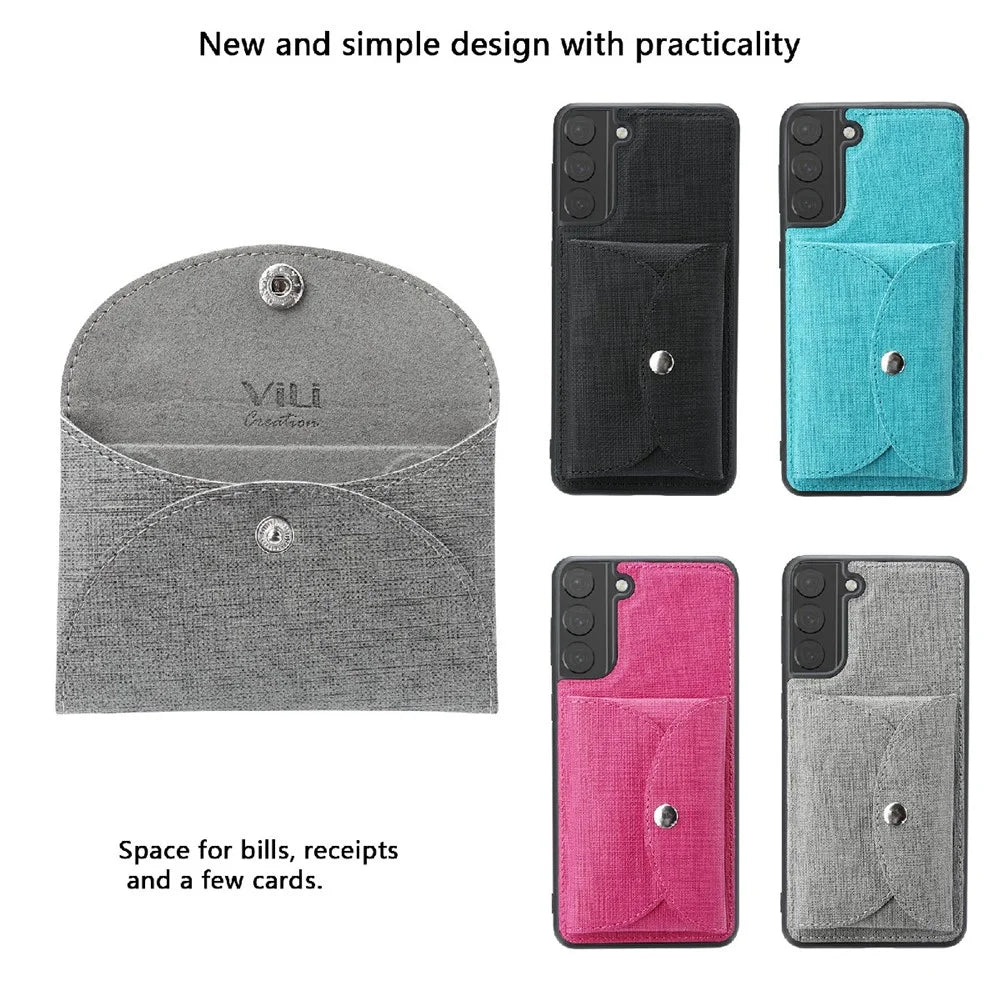 VILI T Series Magnetic Absorption Wallet Design Anti-Fall Leather Mobile Phone Case Cover for Samsung Galaxy S21 5G/4G - Grey - 6