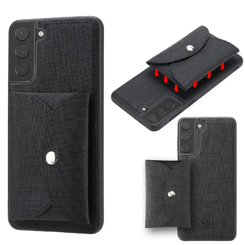 VILI T Series TPU+PU Leather Phone Case Protector with Detachable Wallet for Samsung Galaxy S21+ 5G - Black - 1