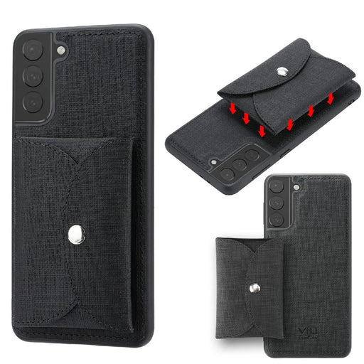 VILI T Series TPU+PU Leather Phone Case Protector with Detachable Wallet for Samsung Galaxy S21+ 5G - Black - 1