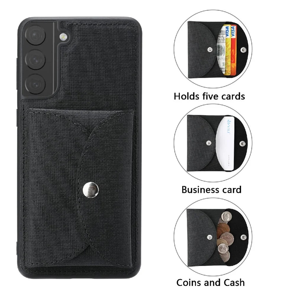 VILI T Series TPU+PU Leather Phone Case Protector with Detachable Wallet for Samsung Galaxy S21+ 5G - Black - 3