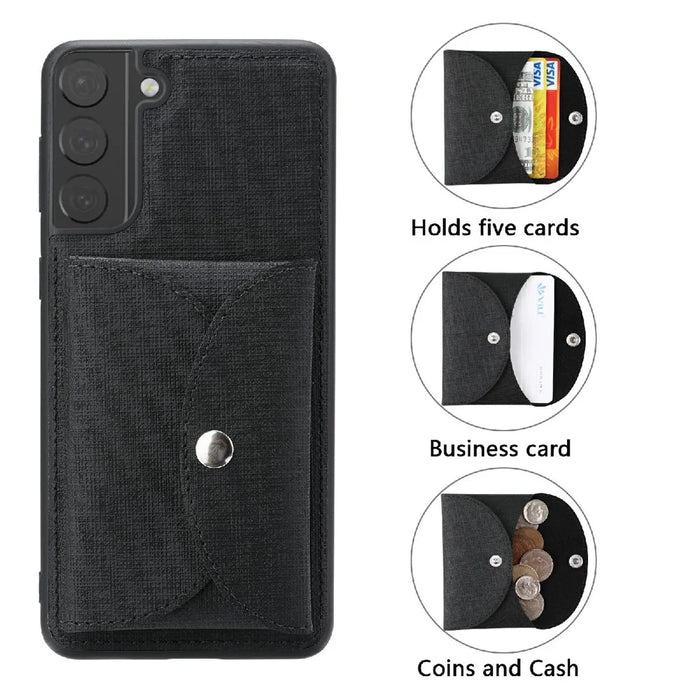 VILI T Series TPU+PU Leather Phone Case Protector with Detachable Wallet for Samsung Galaxy S21+ 5G - Black - 3