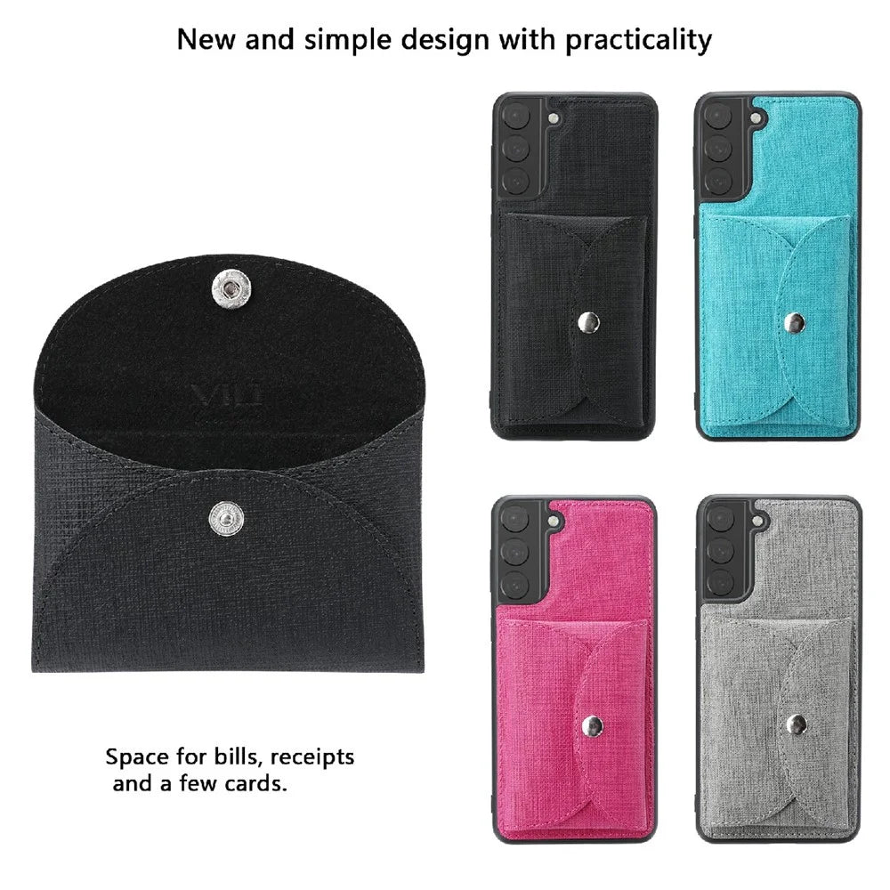 VILI T Series TPU+PU Leather Phone Case Protector with Detachable Wallet for Samsung Galaxy S21+ 5G - Black - 6