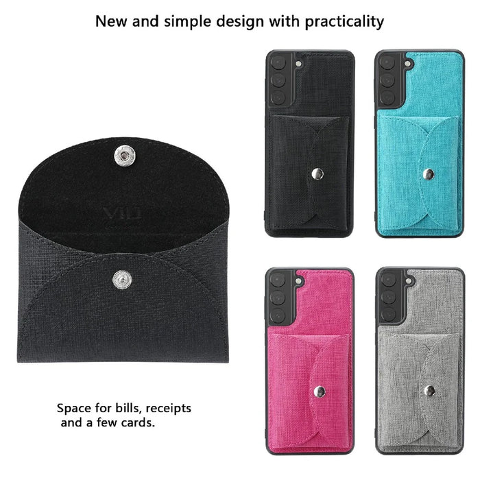 VILI T Series TPU+PU Leather Phone Case Protector with Detachable Wallet for Samsung Galaxy S21+ 5G - Black - 6