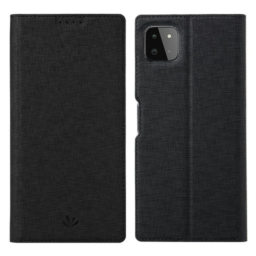 VILI DMX Series Cross Texture Leather Protector Cover with Card Holder and Stand for Samsung A22 5G (US Version) - Black - 1