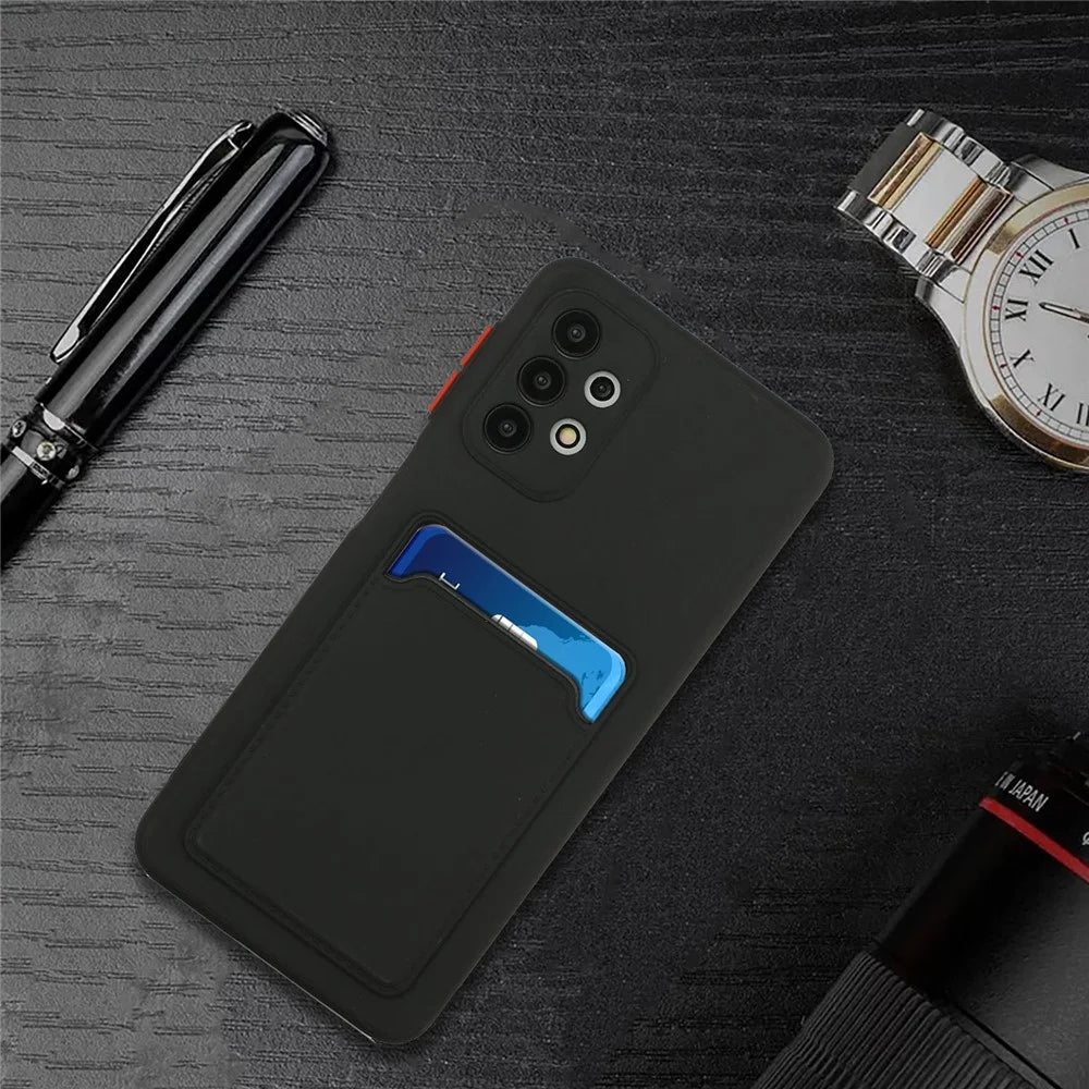 For Samsung Galaxy A32 5G/M32 5G Card Slot Soft TPU Phone Case - Black - 6