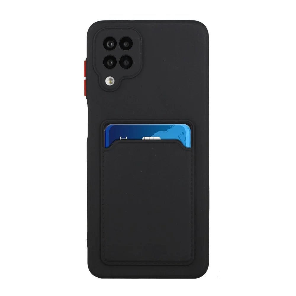 Soft TPU Phone Case Card Slot Cover for Samsung Galaxy M12 - Black - 2
