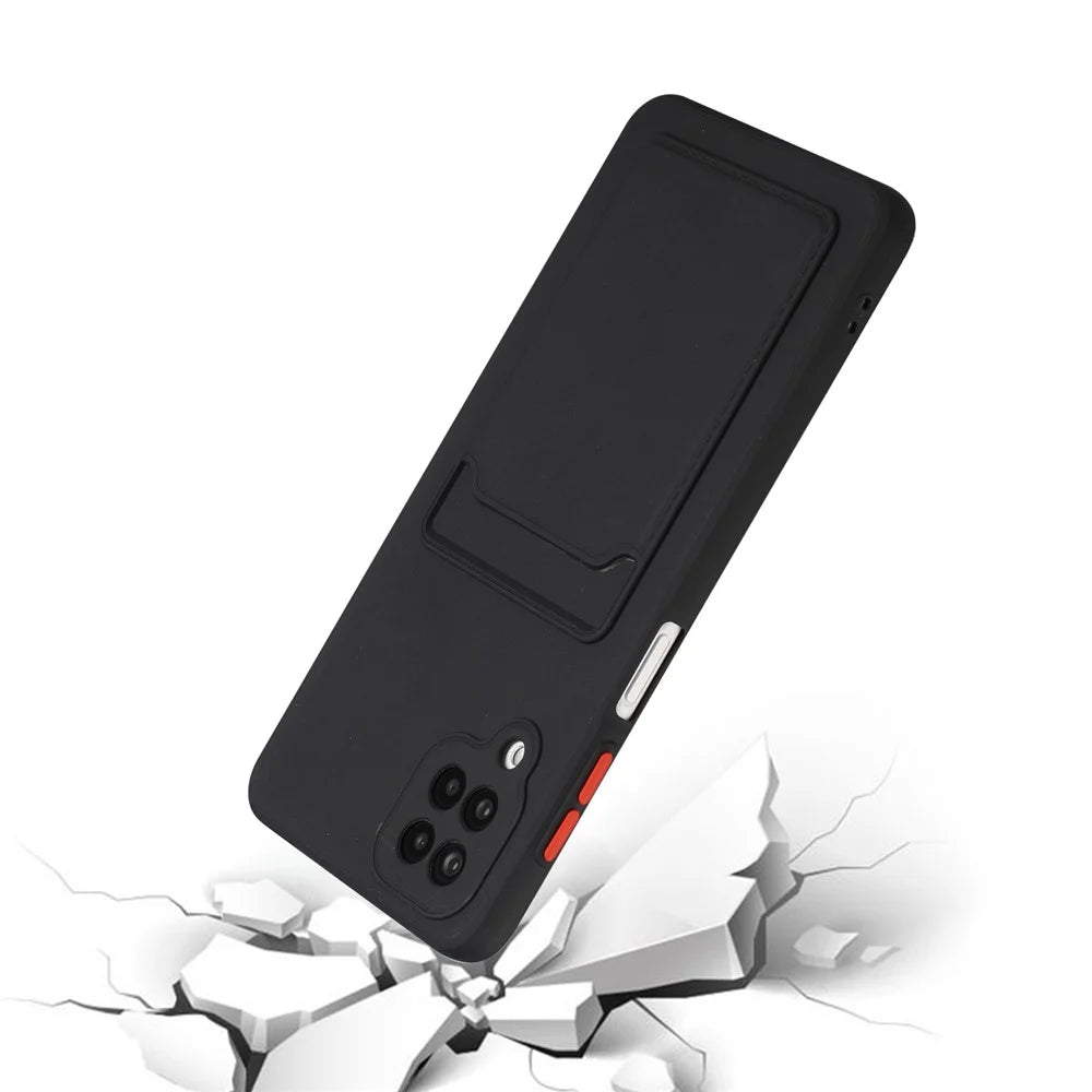 Soft TPU Phone Case Card Slot Cover for Samsung Galaxy M12 - Black - 5