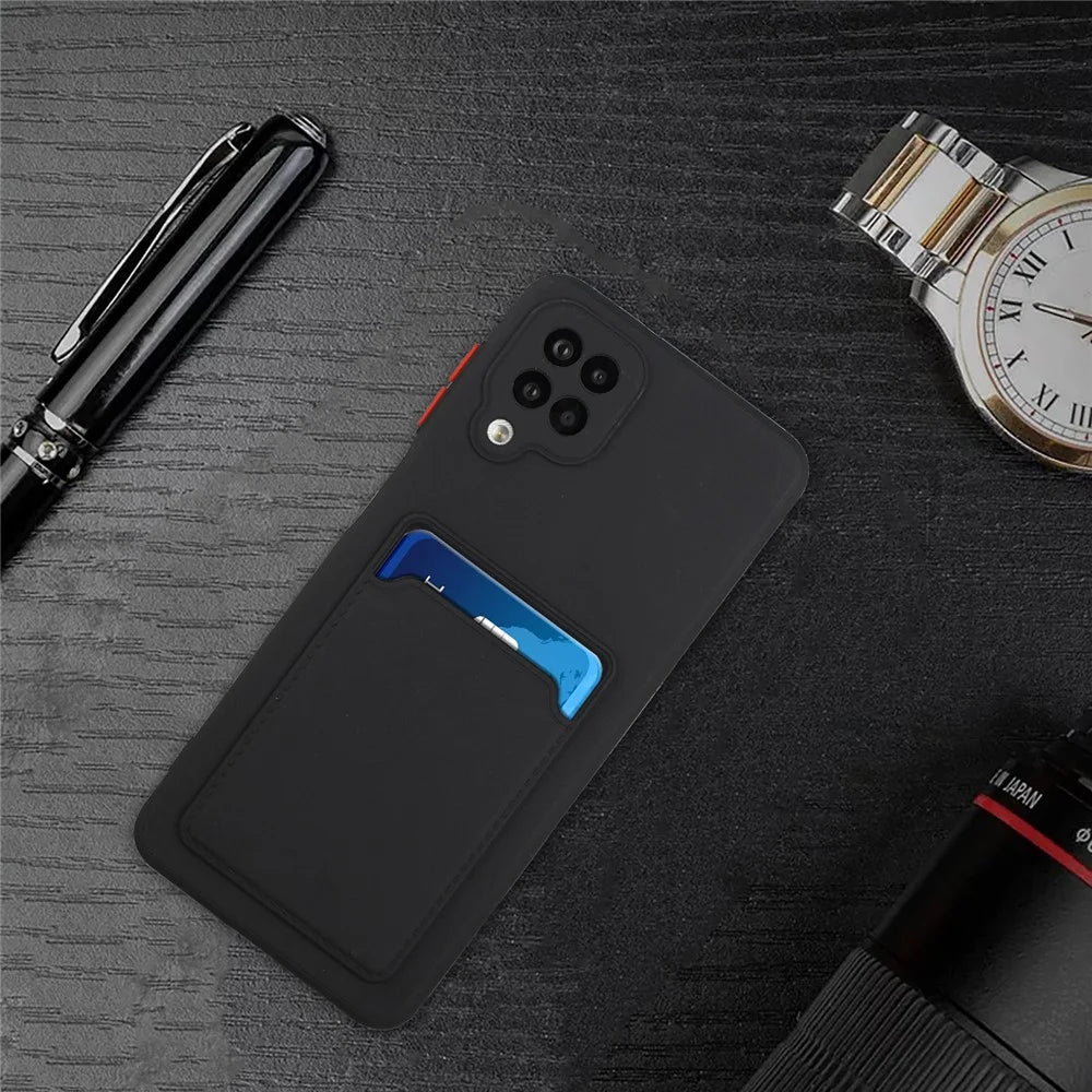 Soft TPU Phone Case Card Slot Cover for Samsung Galaxy M12 - Black - 6