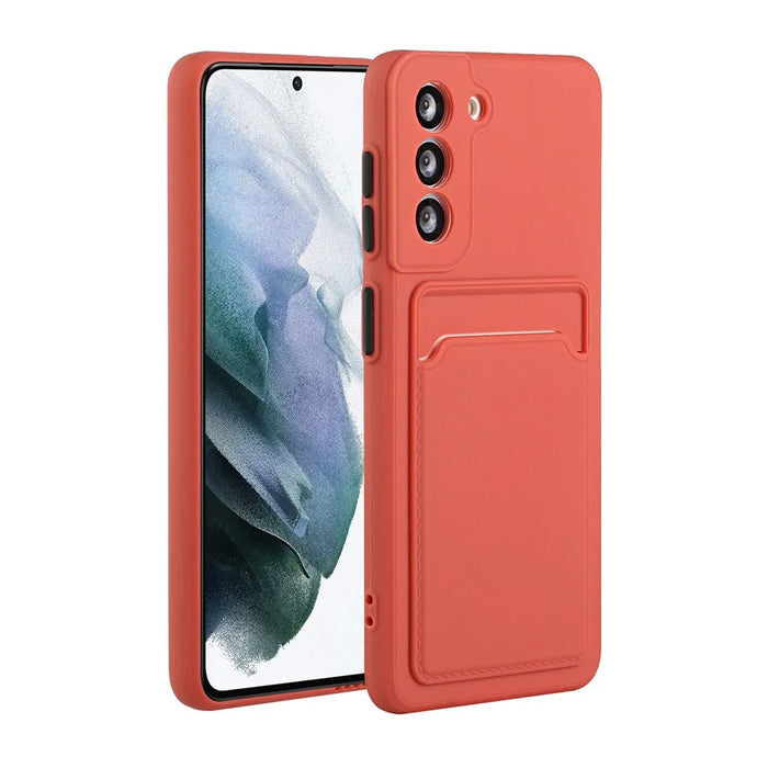 Soft TPU Phone Case Cover with Card Slot for Samsung Galaxy S21+ 5G - Coral - 1