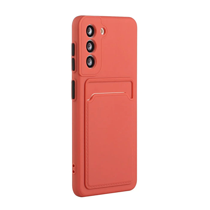 Soft TPU Phone Case Cover with Card Slot for Samsung Galaxy S21+ 5G - Coral - 2