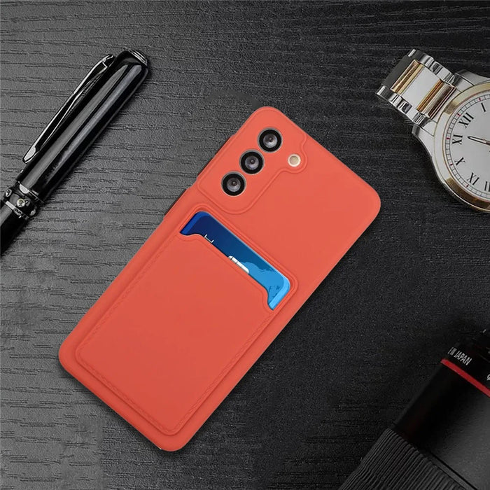 Soft TPU Phone Case Cover with Card Slot for Samsung Galaxy S21+ 5G - Coral - 6