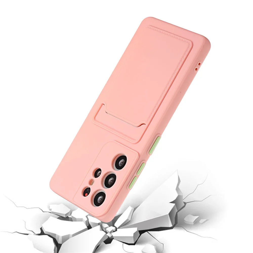 Quality TPU Phone Case with Card Slot for Samsung Galaxy S21 Ultra 5G - Pink - 5
