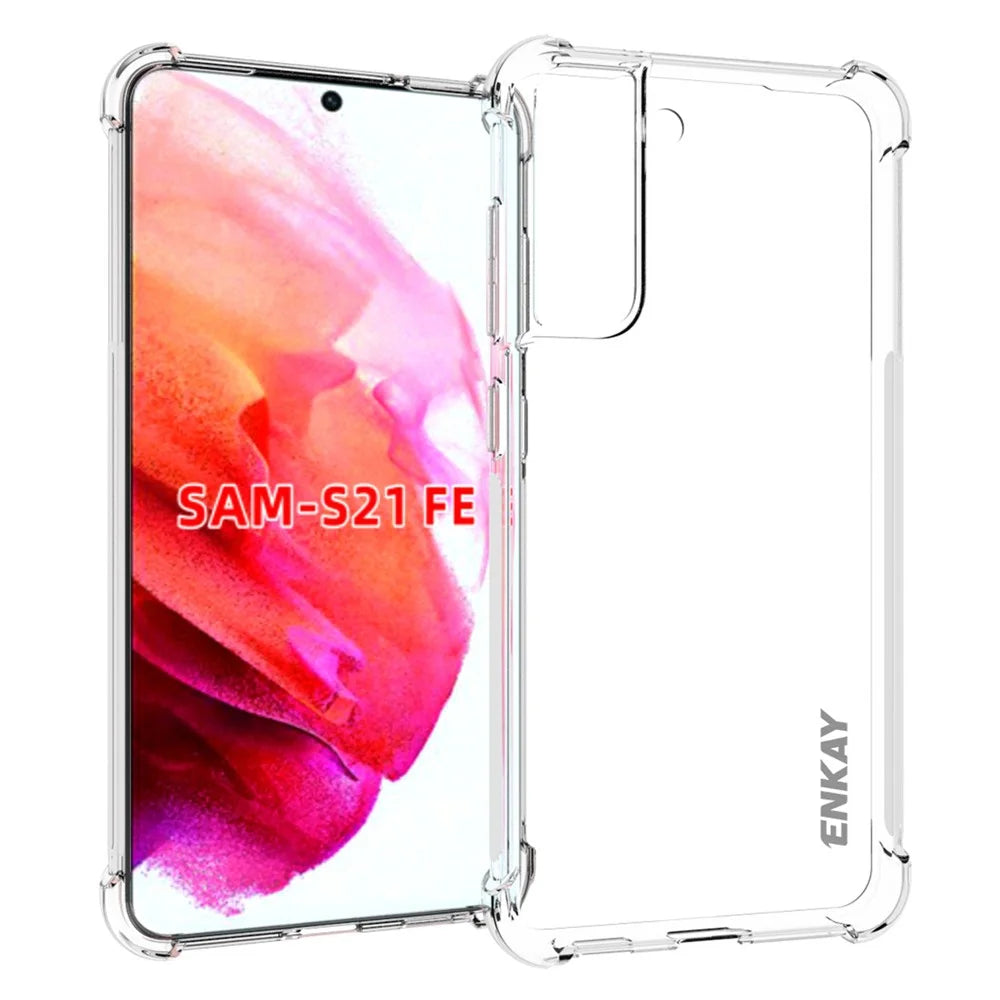 ENKAY HAT PRINCE Anti-slip 4 Corners Thickened Drop-proof Clear TPU Mobile Phone Protective Case for Samsung Galaxy S21 FE - 1