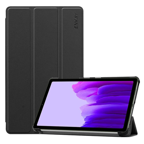 ENKAY HAT PRINCE ENK-8030 Tri-fold Stand PU Leather Auto Wake Sleep Tablet Case Cover for Samsung Galaxy Tab A7 Lite 8.7-inch T220 / T225 - Black - 1