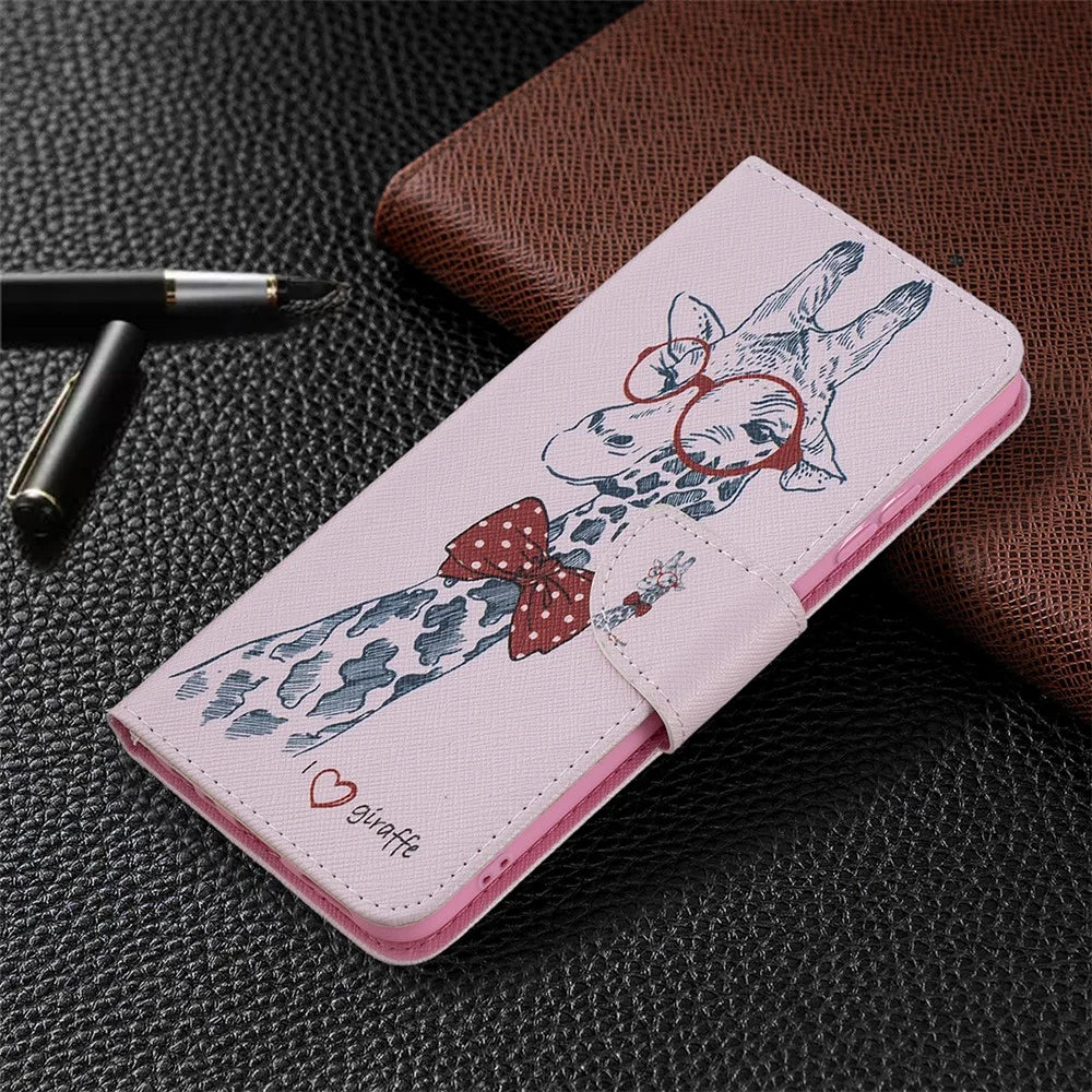 Pattern Printing Leather Stand Wallet Phone Case Shell for Samsung Galaxy A22 5G (EU Version) - Giraffe - 6