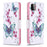 Wallet Stand Design Pattern Printing Flip Leather Phone Case Shell for Samsung Galaxy A22 5G (EU Version) - Butterfly and Flower - 1