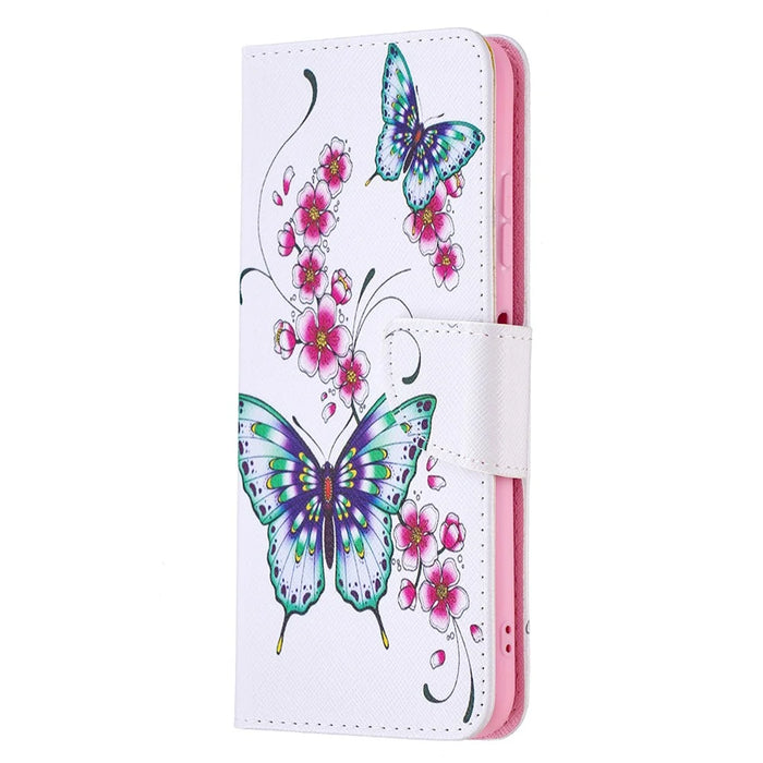 Wallet Stand Design Pattern Printing Flip Leather Phone Case Shell for Samsung Galaxy A22 5G (EU Version) - Butterfly and Flower - 2
