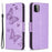 Butterfly Pattern Imprint Leather Wallet Case Shell for Samsung Galaxy A22 5G (EU Version) - Purple - 1