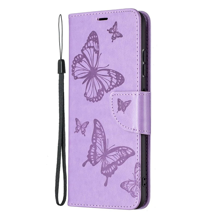 Butterfly Pattern Imprint Leather Wallet Case Shell for Samsung Galaxy A22 5G (EU Version) - Purple - 2