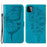 For Samsung Galaxy A22 5G (EU Version) Imprint Butterfly Leather Wallet Stand Case - Blue - 1