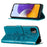 For Samsung Galaxy A22 5G (EU Version) Imprint Butterfly Leather Wallet Stand Case - Blue - 3