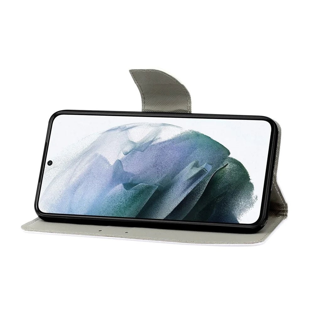 Pattern Printing Wallet Stand PU Leather Cellphone Cover for Samsung Galaxy S21 FE - Ocean - 6
