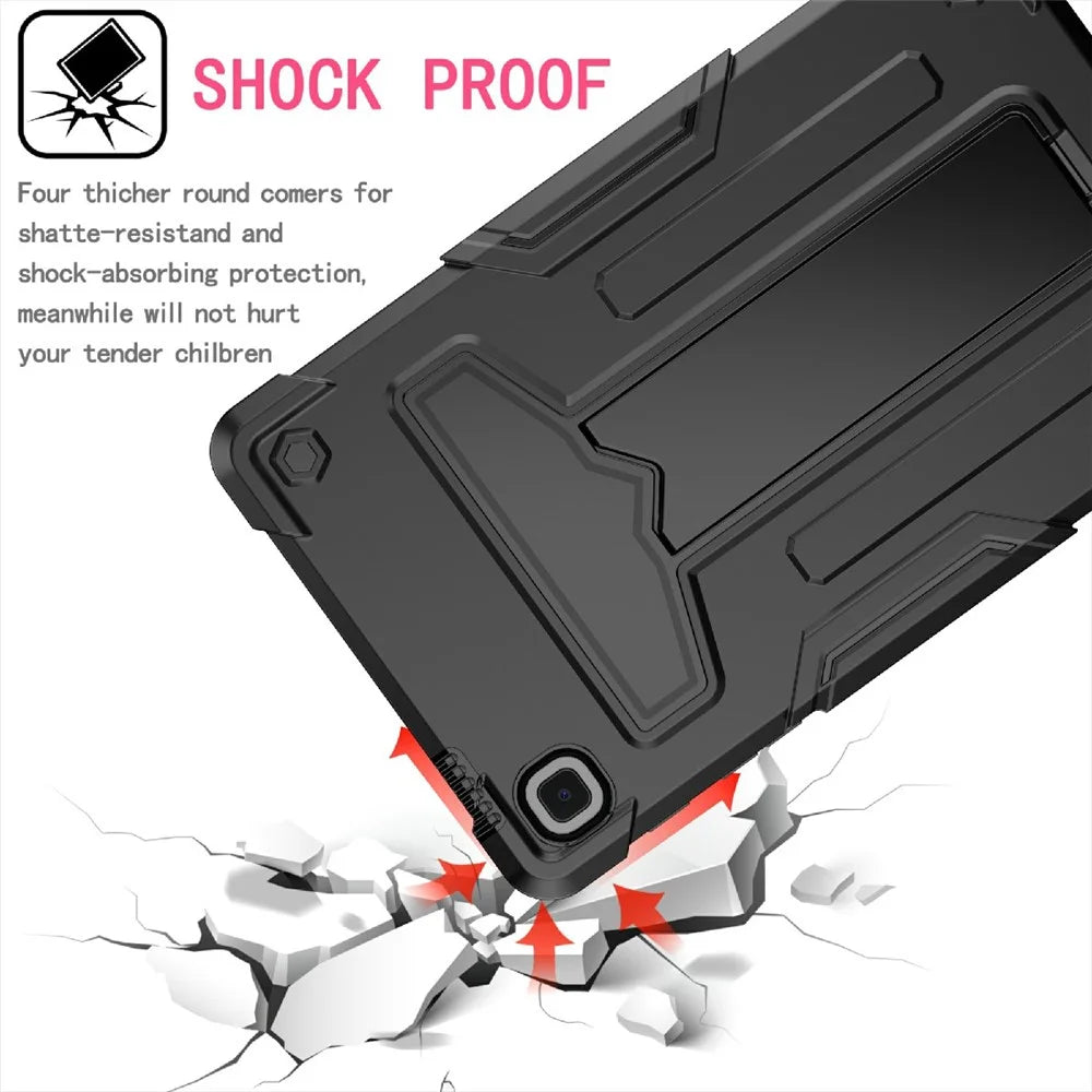 Foldable T-shaped Kickstand PC Silicone Shock-Proof Cover Protector for Samsung Galaxy Tab A7 Lite 8.7-inch - Black - 3
