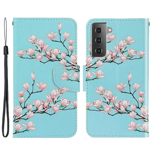 Colorful Pattern Printing PU Leather Wallet Stand Phone Cover Flip Case for Samsung Galaxy S21 FE - Flower - 1