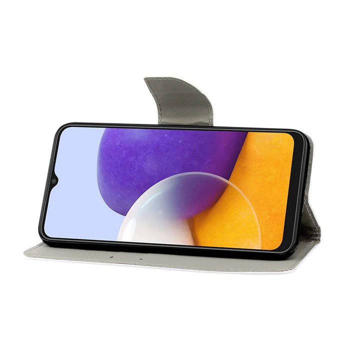 Cross Texture PU Leather Phone Case with Pattern Printing for Samsung Galaxy A22 5G (EU Version) - Ocean - 6