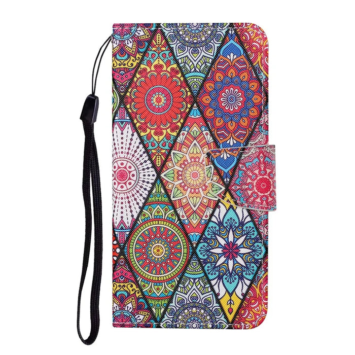 Pattern Printing Cross Texture PU Leather Phone Case for Samsung Galaxy A22 4G (EU Version) - Mandala Pattern - 2