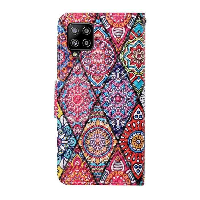 Pattern Printing Cross Texture PU Leather Phone Case for Samsung Galaxy A22 4G (EU Version) - Mandala Pattern - 3
