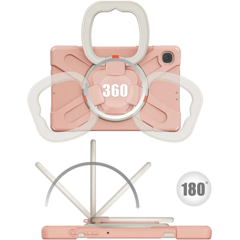 For Samsung Galaxy Tab S6 Lite (2020) P610, P615 / S6 Lite (2022) / (2024) P620 Kickstand Tablet Cover - Pink / White - 5