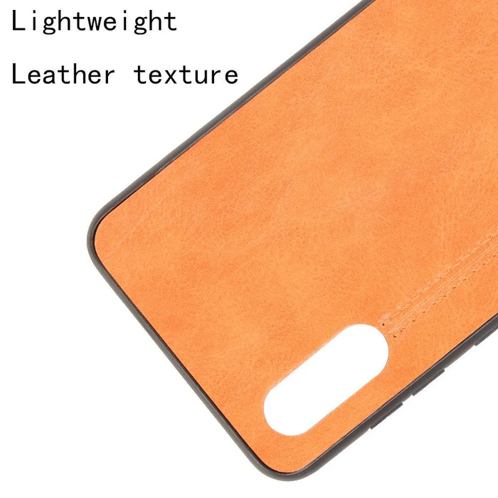Stitching Line PU Leather Coated PC+TPU Cover Case for Samsung Galaxy M02/A02 - Yellow - 4