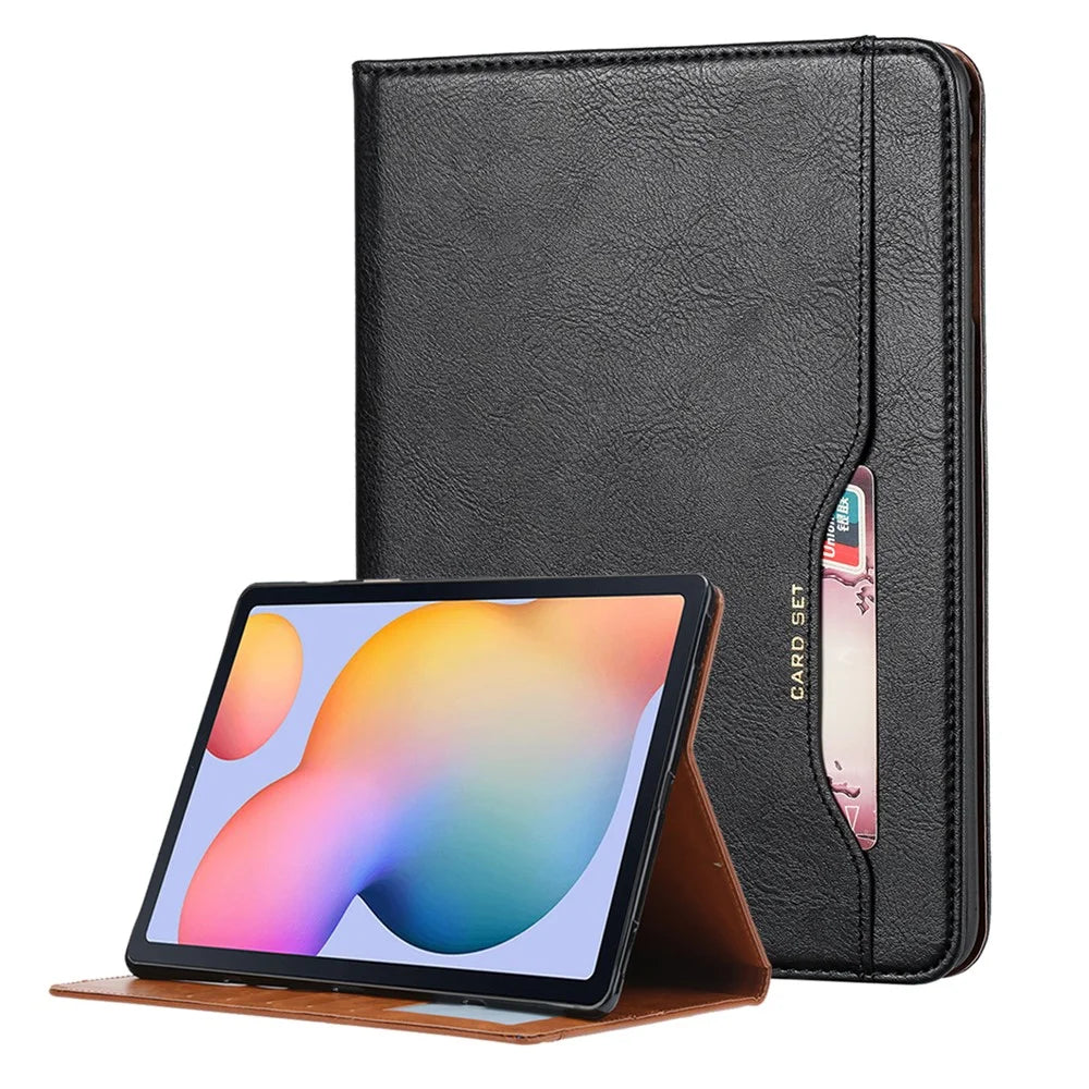 Auto-absorbed Wallet Stand Design PU Leather Tablet Cover Case for Samsung Galaxy Tab A7 Lite 8.7-inch (T220/T725) - Black - 1