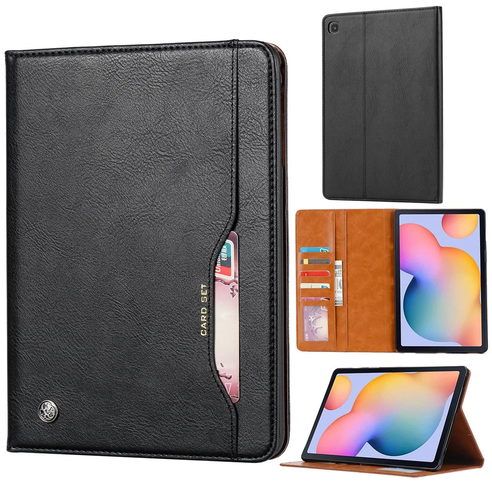 Auto-absorbed Wallet Stand Design PU Leather Tablet Cover Case for Samsung Galaxy Tab A7 Lite 8.7-inch (T220/T725) - Black - 7