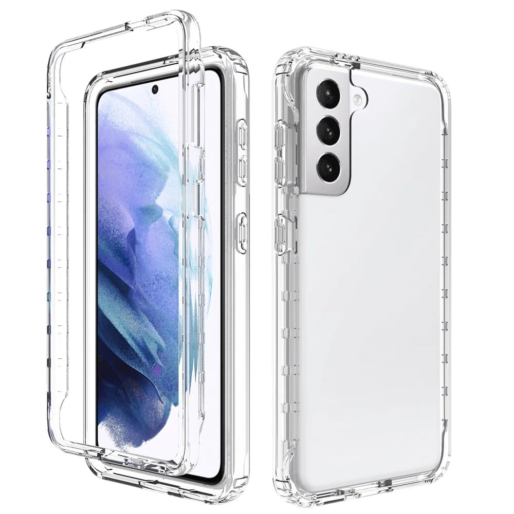 2-in-1 Gradient Color PC+TPU Hybrid Shell Case for Samsung Galaxy S21 5G/4G Cover - Transparent - 1