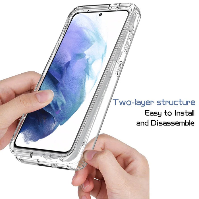 2-in-1 Gradient Color PC+TPU Hybrid Shell Case for Samsung Galaxy S21 5G/4G Cover - Transparent - 2