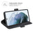 Wallet PU Leather Phone Stand Case Shell with Magnetic Clasp Closure for Samsung Galaxy S21 FE - Black - 5