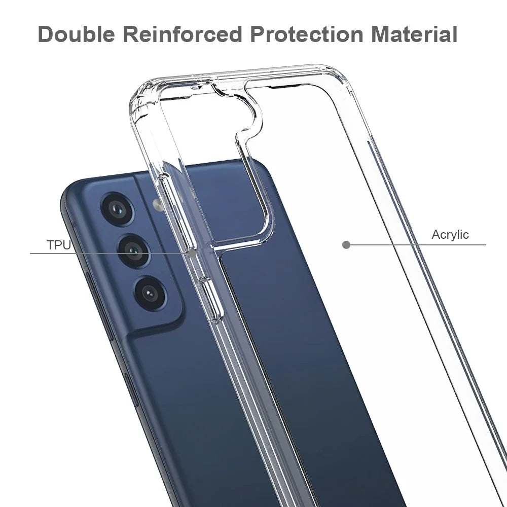 Four-Corner Cushioned Anti-Scratch Clear Acrylic + TPU Anti-Drop Hybrid Cover for Samsung Galaxy S21 FE - 3
