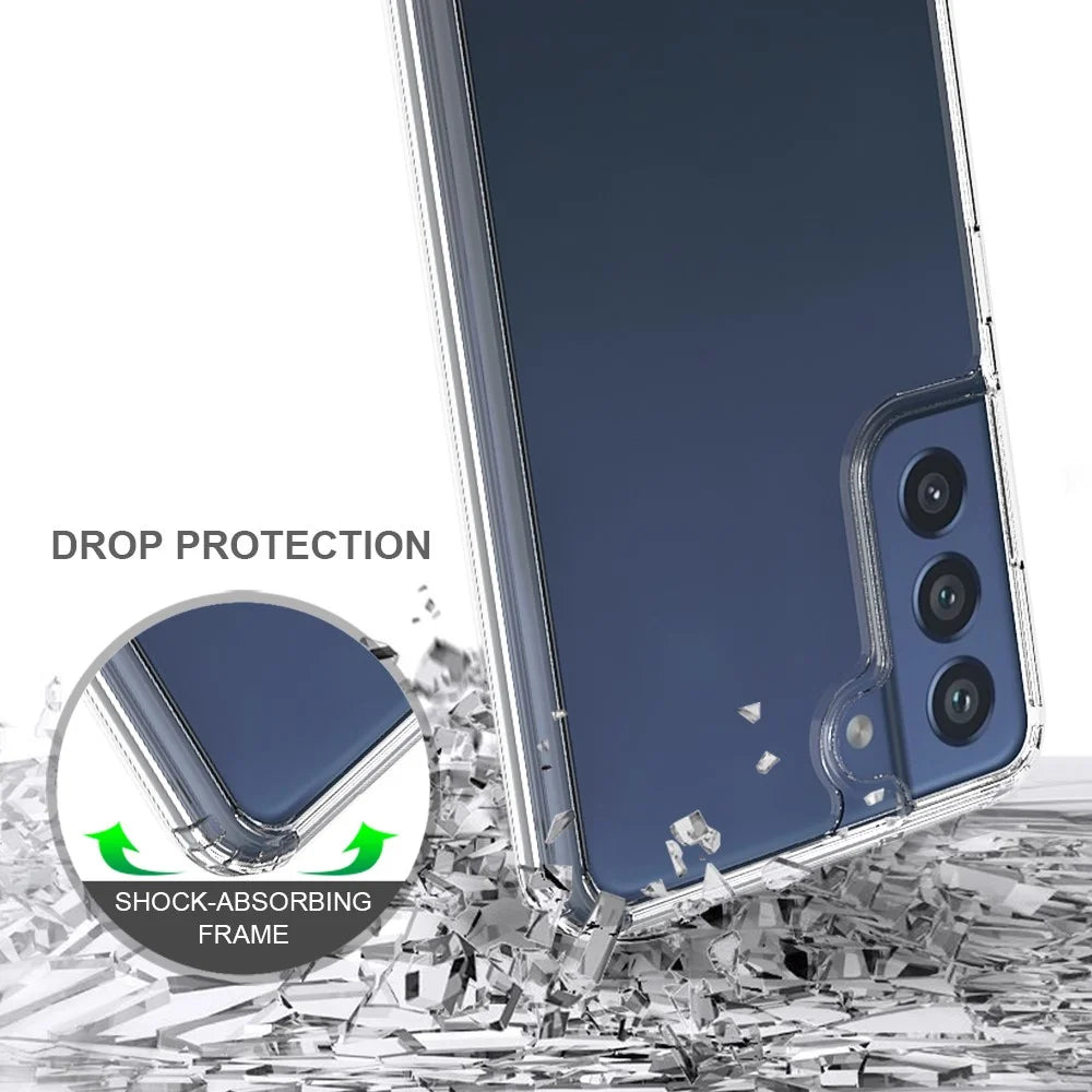 Four-Corner Cushioned Anti-Scratch Clear Acrylic + TPU Anti-Drop Hybrid Cover for Samsung Galaxy S21 FE - 5