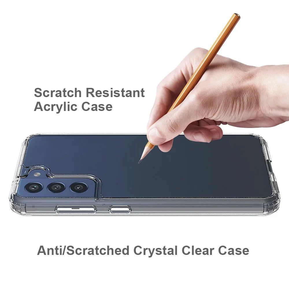 Four-Corner Cushioned Anti-Scratch Clear Acrylic + TPU Anti-Drop Hybrid Cover for Samsung Galaxy S21 FE - 6